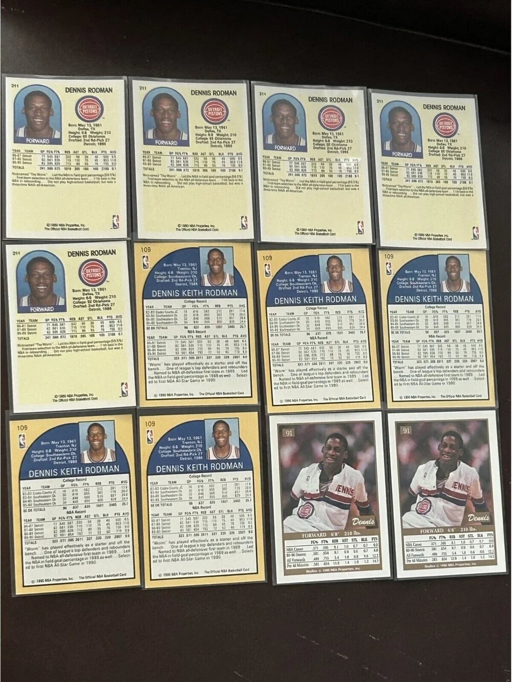 HOF DENNIS RODMAN COLLECTION 1989 & 1990 NBA HOOPS ALL STAR &SKYBOX LOT OF 21 NM